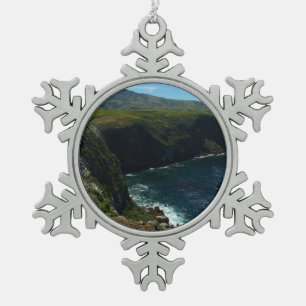 View from Santa Cruz Island in Channel Islands Snowflake Pewter Christmas Ornament
