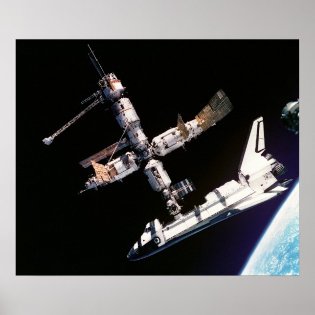 View from Soyuz of Atlantis docked with Mir Poster (Front)