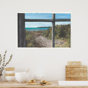 View From Stinson Beach Snack Bar Window Poster