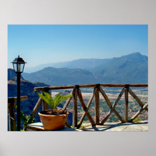 View from the balcony in Meteora Greece Poster