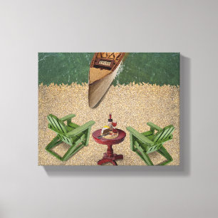 View from the beach with wine and cheese delights canvas print