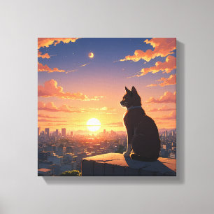 View From the Height Adventurous Cat Canvas Print