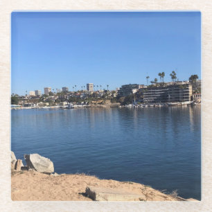 View from the Wedge, Newport Beach, California Glass Coaster