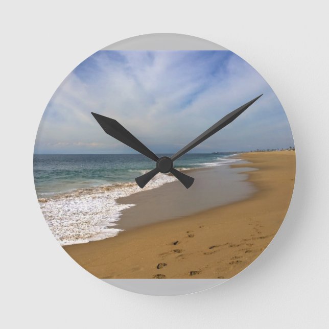 View from the Wedge, Newport Beach, California Round Clock (Front)