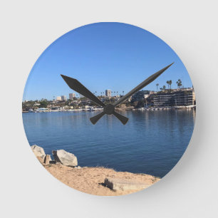 View from the Wedge, Newport Beach, California Round Clock