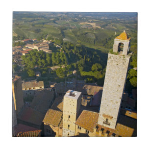 View From Tower, San Gimignano, Siena, Tuscany Tile