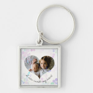 View inside my heart loved ones portrait key ring