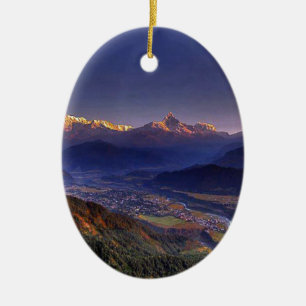 View Landscape  : HIMALAYA POKHARA NEPAL Ceramic Tree Decoration