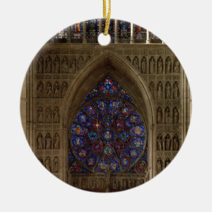 View looking west from the nave, rose window desig ceramic tree decoration