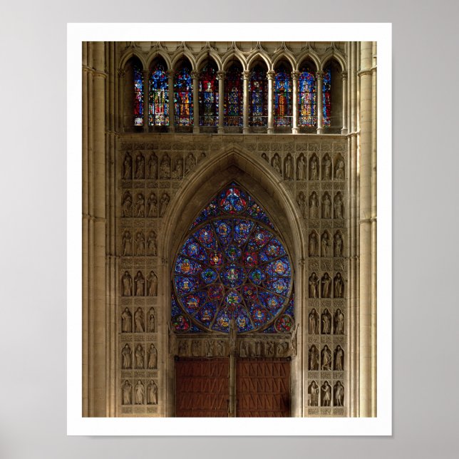 View looking west from the nave, rose window desig poster (Front)