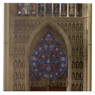 View looking west from the nave, rose window desig tile