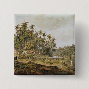 View near Point du Galle, Ceylon 15 Cm Square Badge
