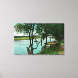 View of a Boat Landing on the Russian River Canvas Print