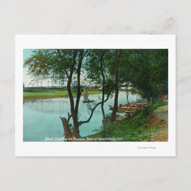 View of a Boat Landing on the Russian River Postcard (Front)
