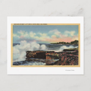 View of a Breaker on West Cliff Drive Postcard