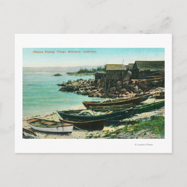 View of a Chinese Fishing Village Postcard (Front)