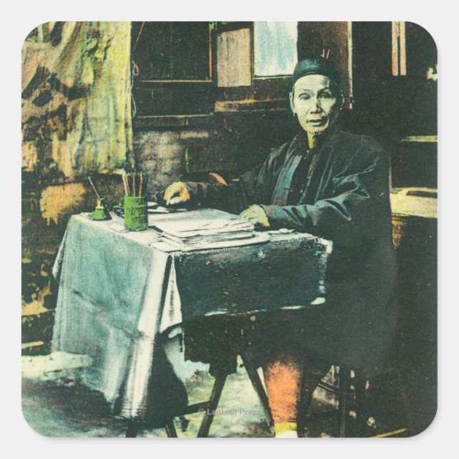 View of a Chinese Fortune Teller Square Sticker (Front)