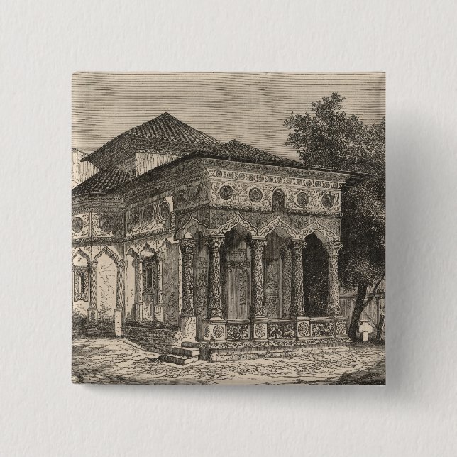 View of a Church in Bucharest 15 Cm Square Badge (Front)