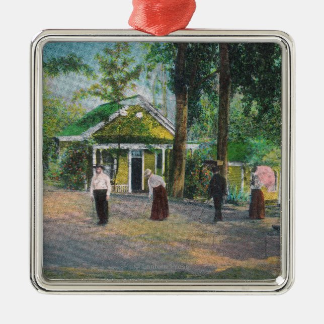 View of a Croquet GameHarbin Springs, CA Metal Tree Decoration (Front)