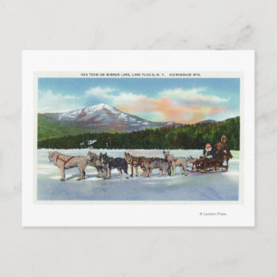 View of a Dogsled Team on Mirror Lake Postcard