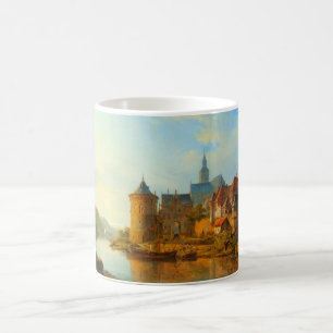 View of a Dutch Town Along the River Rhine Coffee Mug