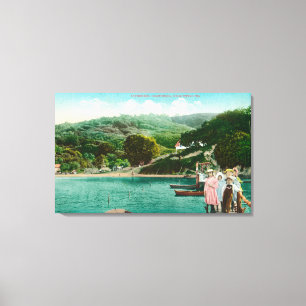 View of a Family on Lake DockInverness, CA Canvas Print