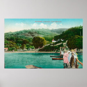 View of a Family on Lake DockInverness, CA Poster