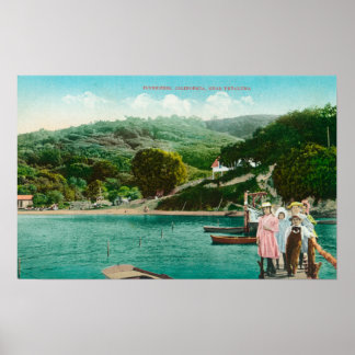 View of a Family on Lake DockInverness, CA Poster