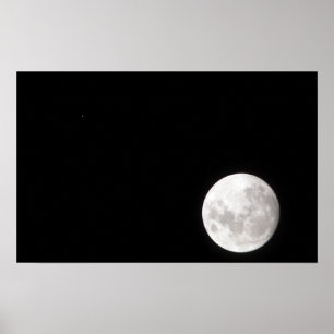 View of a full Moon, also shows Mars Poster