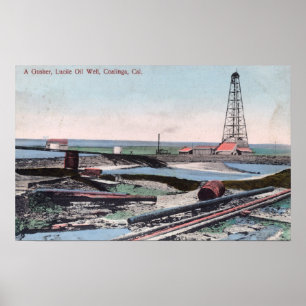 View of a Gusher at Lucile Oil Well Poster