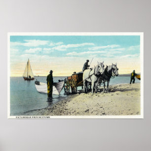 View of a Horse Cart Pulling in a Boat Poster