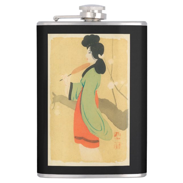 View of a Japanese Woman in ParisParis, France Hip Flask (Front)