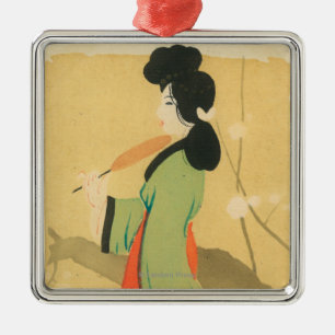 View of a Japanese Woman in ParisParis, France Metal Tree Decoration
