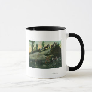 View of a Logging Team on a Fallen Redwood Mug