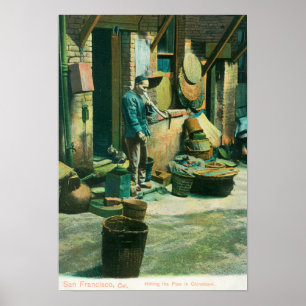 View of a Man Smoking Out of his Pipe Poster