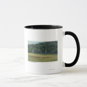 View of a Pack of Deer Grazing Mug