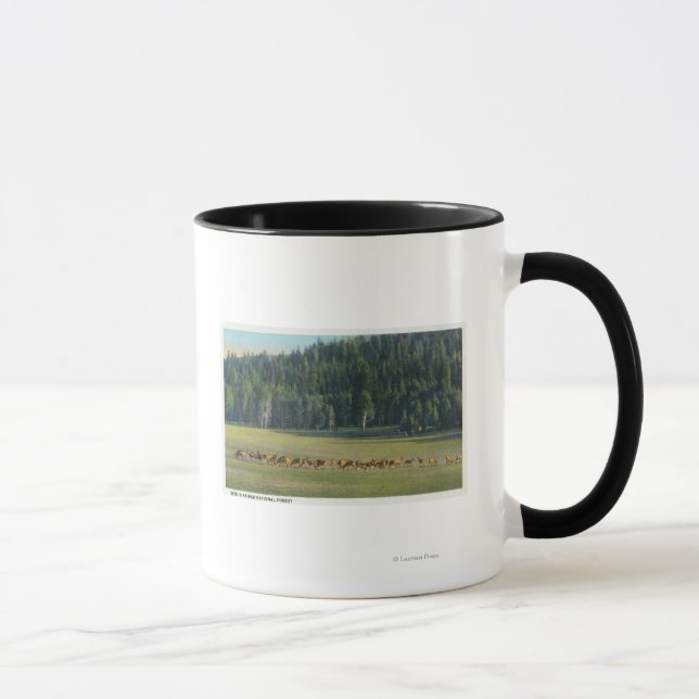 View of a Pack of Deer Grazing Mug (Right)