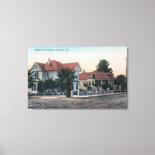 View of a Residence Street, Kid on Bike Canvas Print