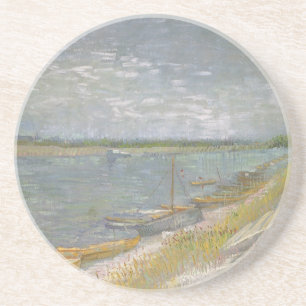 View of a River w Rowing Boats by Vincent van Gogh Coaster