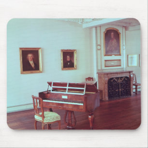 View of a room with a grand piano mouse mat