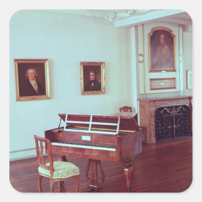 View of a room with a grand piano square sticker (Front)