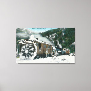 View of a Rotary Snow Plough in the Mountains Canvas Print