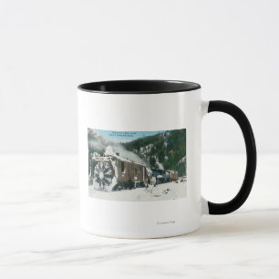 View of a Rotary Snow Plough in the Mountains Mug