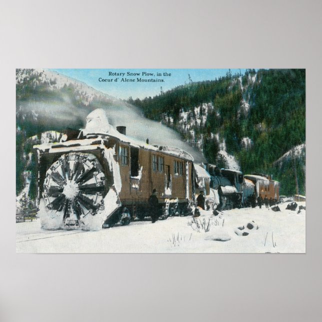 View of a Rotary Snow Plough in the Mountains Poster (Front)
