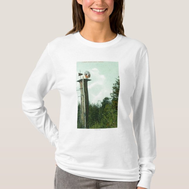View of a Sequoia Wind MillEureka, CA T-Shirt (Front)
