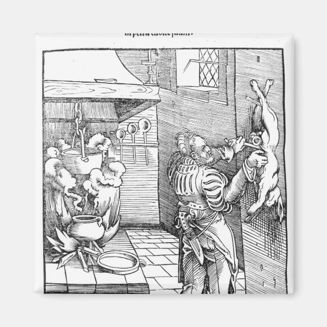 View of a sixteenth century kitchen with cook magnet (Front)