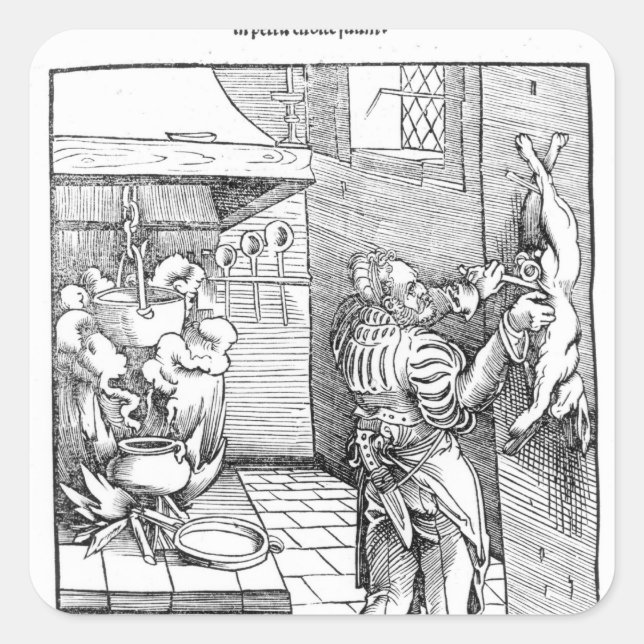 View of a sixteenth century kitchen with cook square sticker (Front)