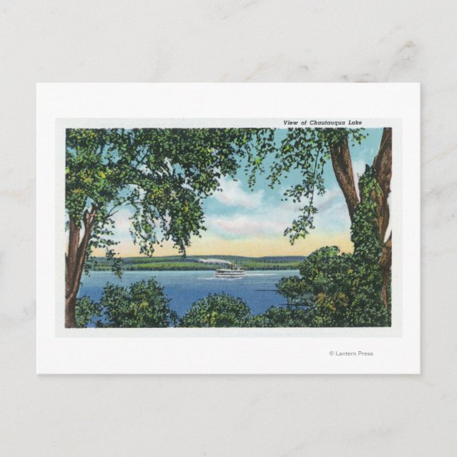 View of a Steamboat on the Lake Postcard (Front)