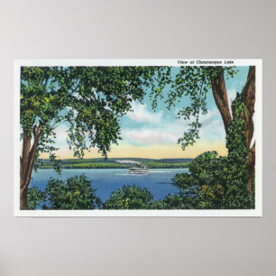 View of a Steamboat on the Lake Poster