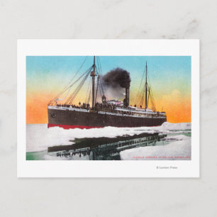 View of a Steamer in an Ice Jam Postcard